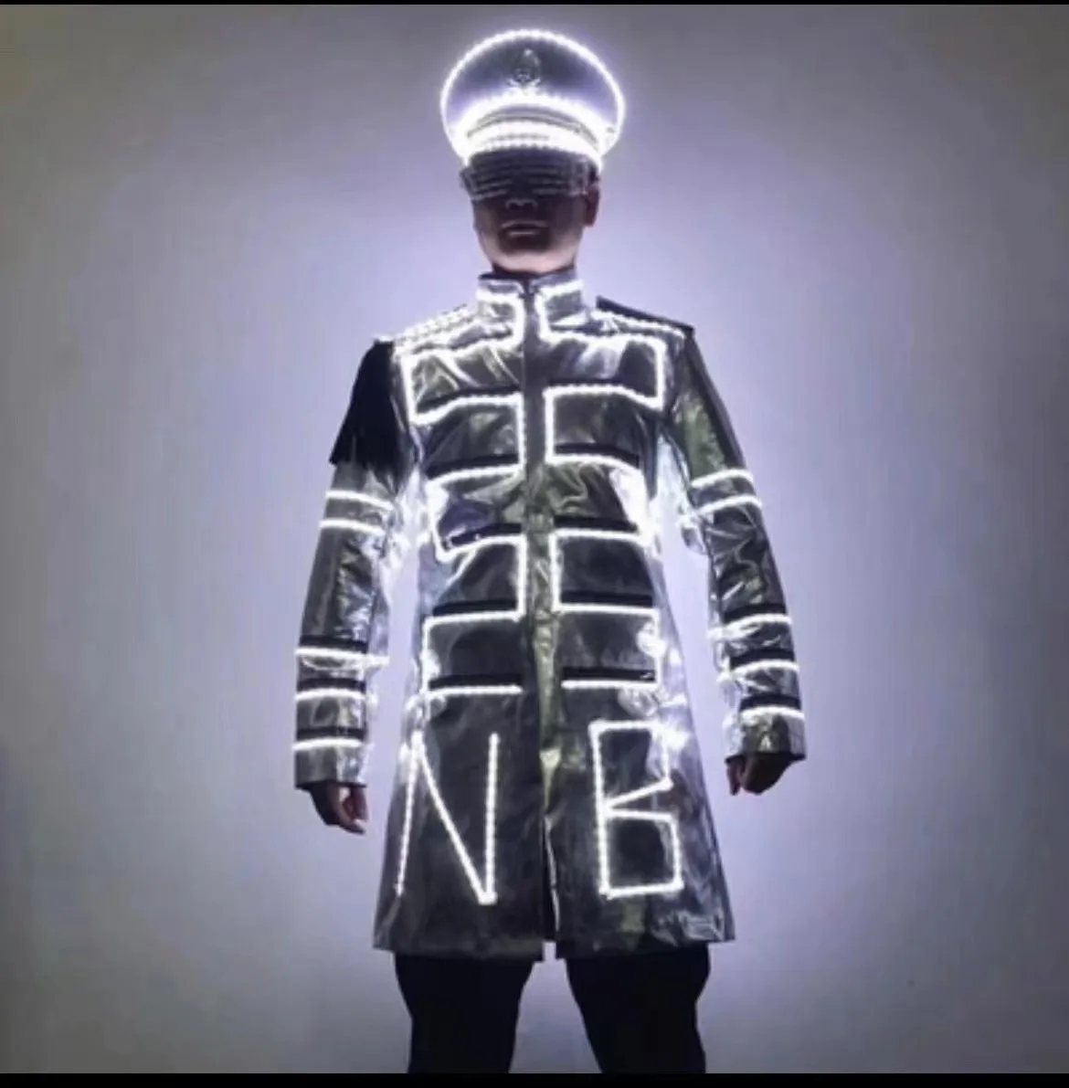 

2023 new Customize men LED Tron Dance Wear long sleeve personalize advertising A1693 plaid blue red grey cotton