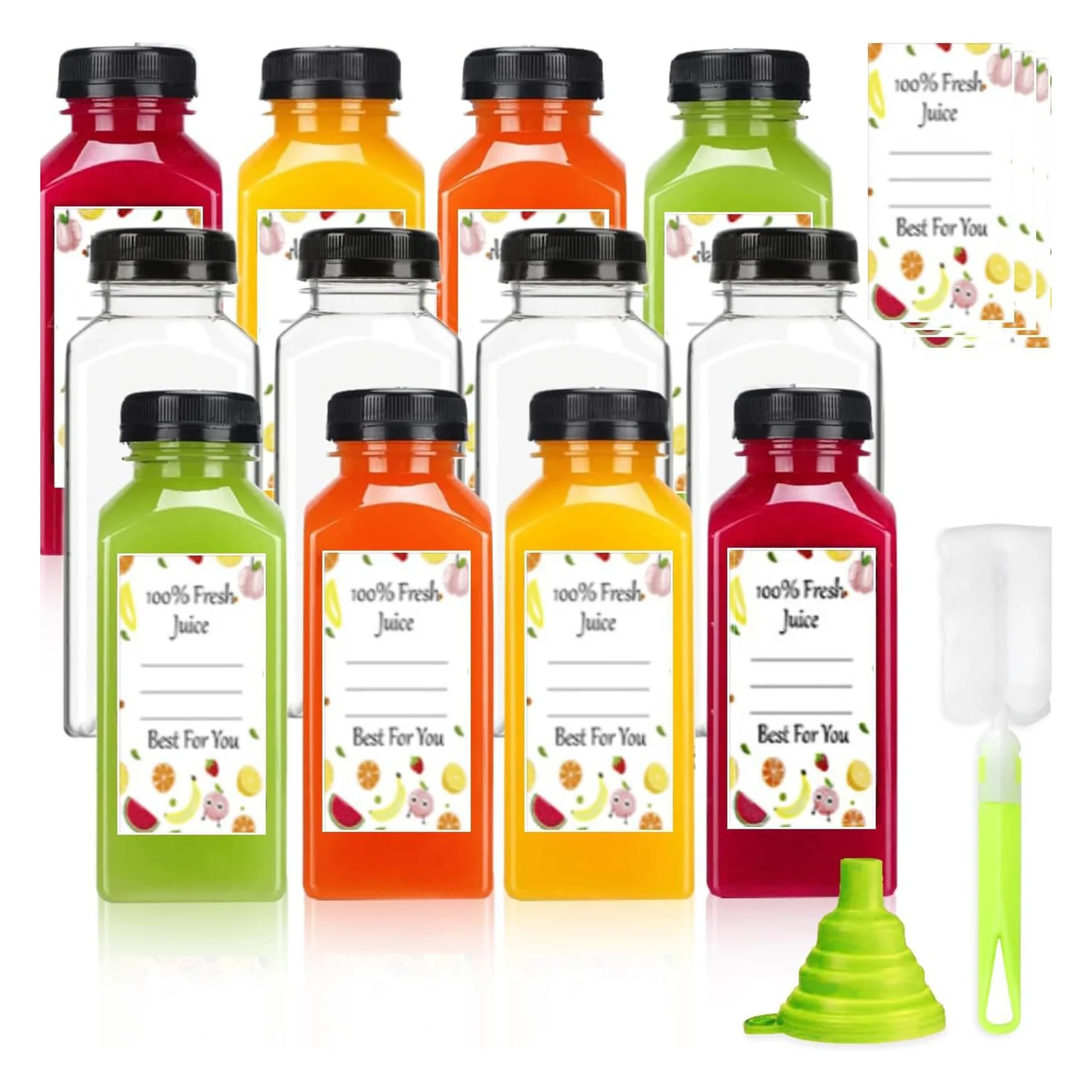 

12 Pcs Multifunctional Indoors Juices Bottles Reusable Portable Juices Bottles with Labels Sticker Kitchen Accessories Cozinha