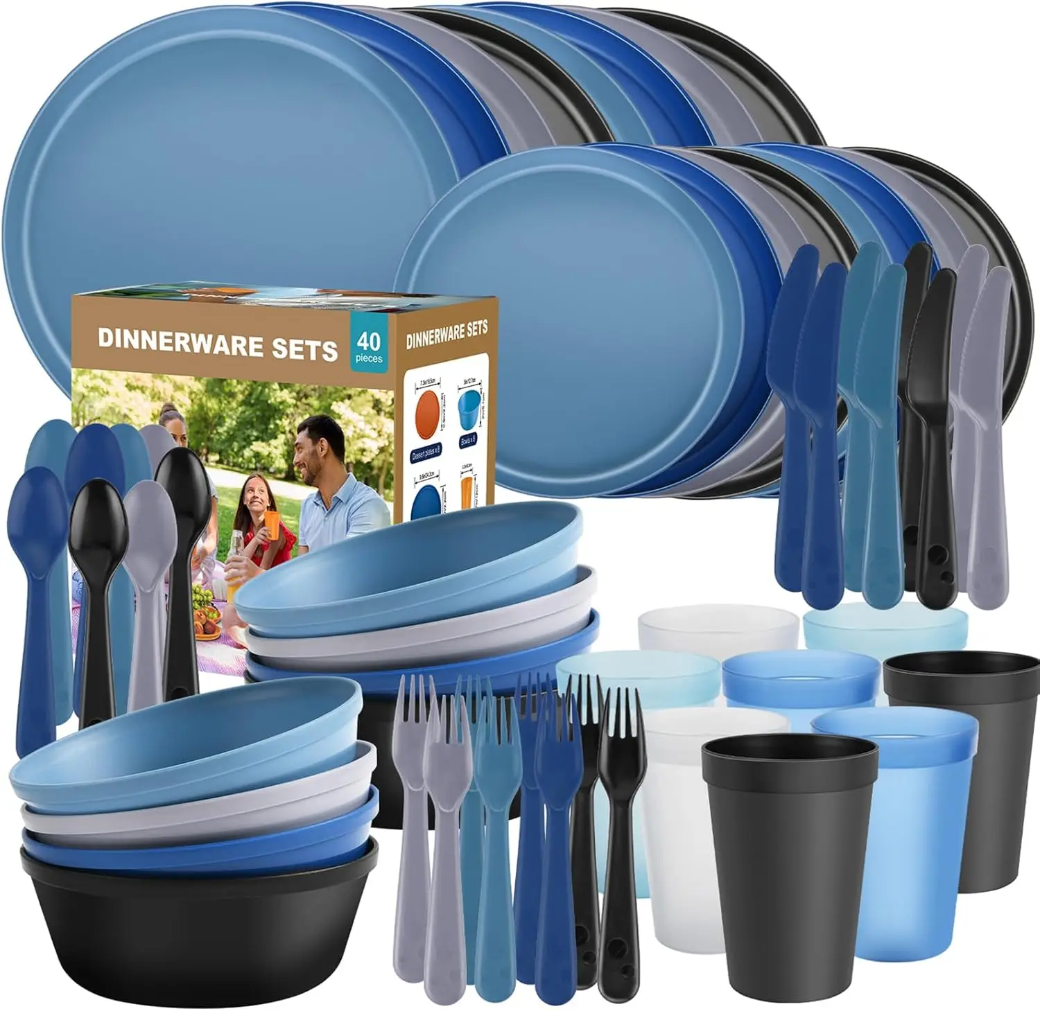 40-Piece Camping Dinnerware Set 1