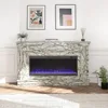 Waverly Wide Mantel with Linear Electric Fireplace & Crystal Ember Bed, Onyx Marble 2