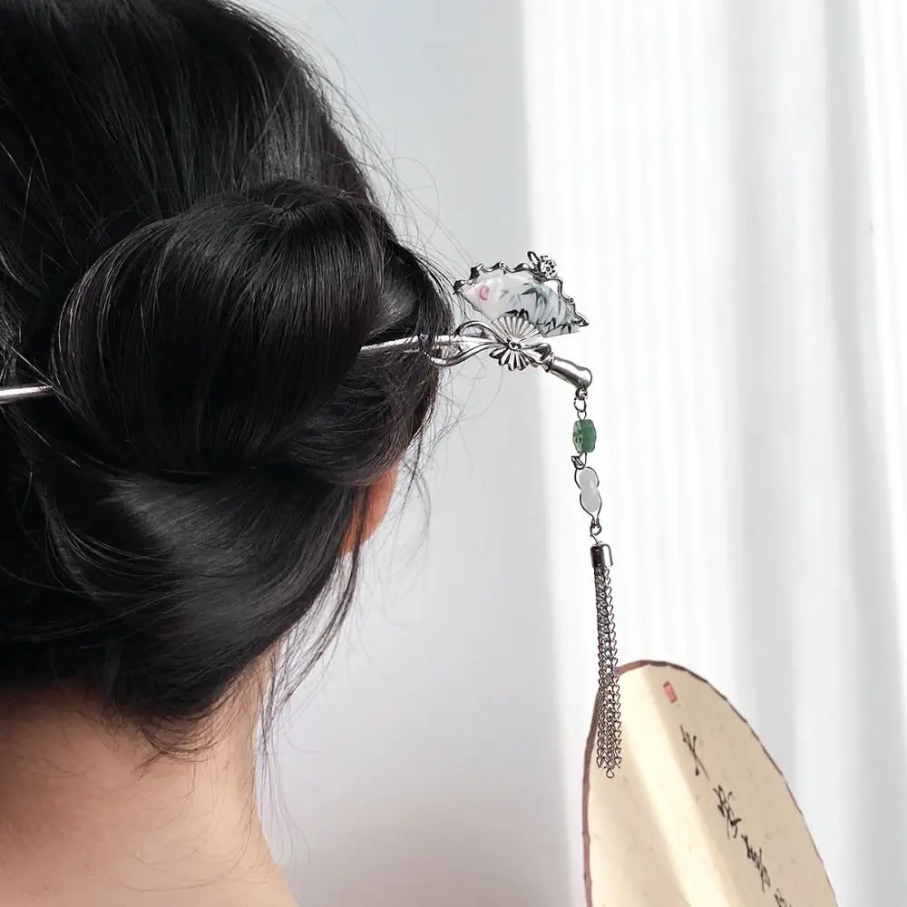 

Fan Star Hair Fork Elegant Metal Tassel Hanfu Hair Stick Hair Fork Hairpin Chinese Style Hair Stick Party