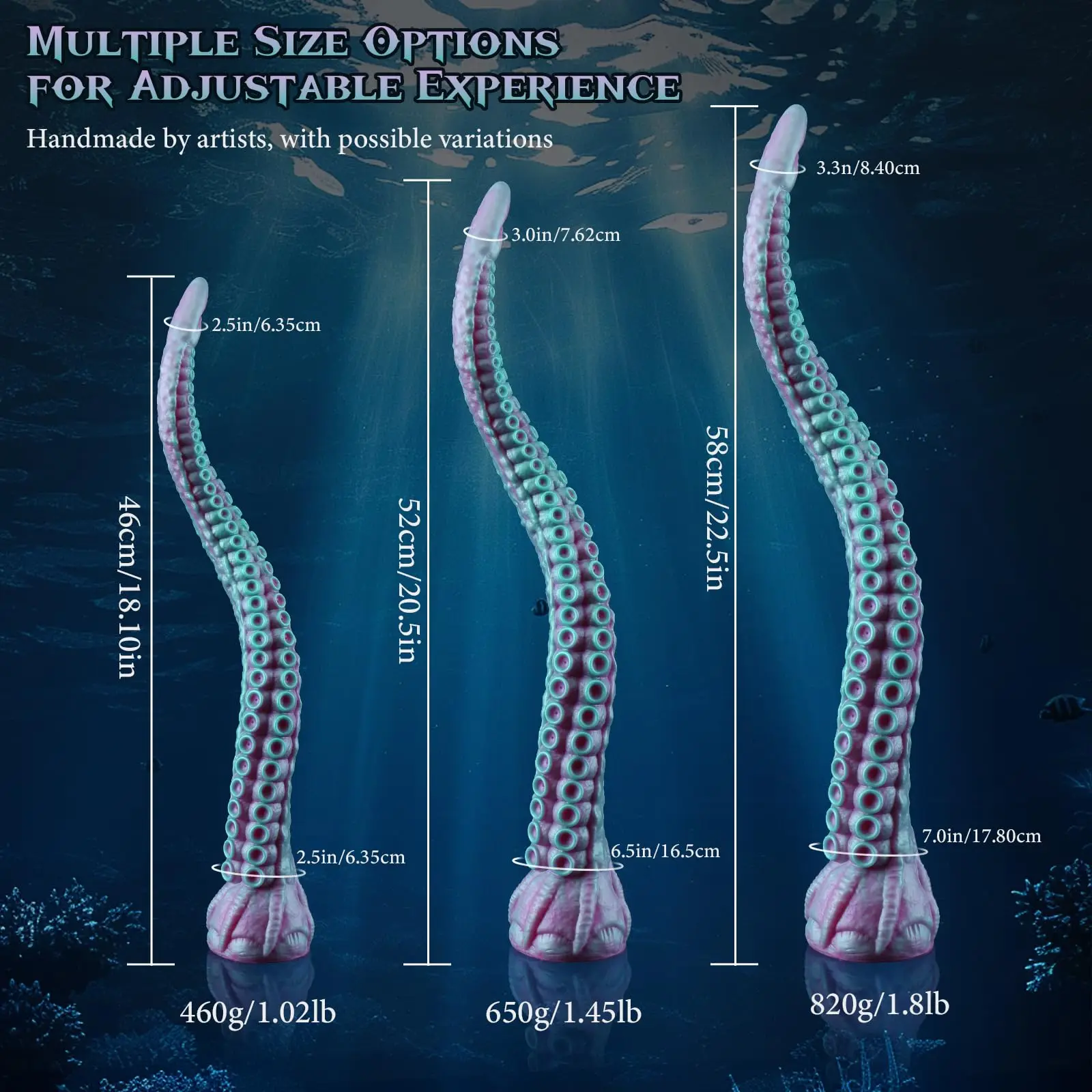HeartCaptor Silicone Tentacle Dildo Fantasy Texture Anal Plug Prostate Massager Soft Octopus Design - Details 7