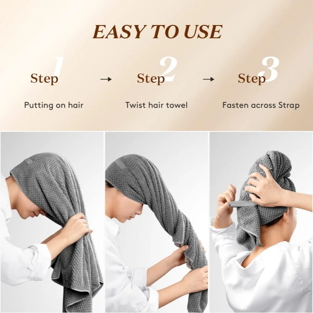 Asciugamano per capelli super assorbente Avvolgere i capelli Cuffia per doccia ad asciugatura rapida Asciugamano per asciugare i capelli Avvolgere Cofano per doccia Avvolgente per asciugamano per la cura dei capelli ricci - immagine 6