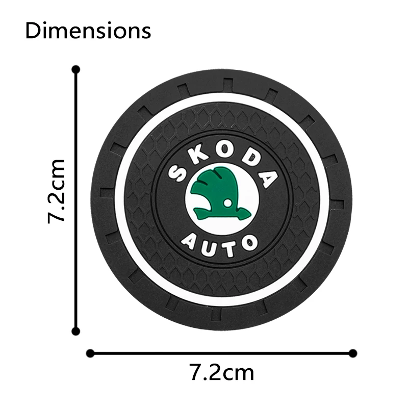 2Pcs Car Coasters Water Cup Slots Non-Slip Mat Water Cup Pad Accessories for Skoda Fabia Vision Leon Octavia Superb Karoq Ibiza
