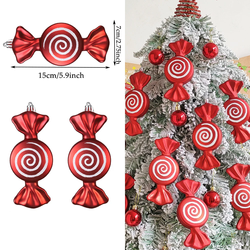 thumbnail image 1 of 4/14pcs Christmas Hanging Candy Ball Candy Cane Pendant Red White Candy Lollipop Christmas Tree Decor Home New Year Navidad 2023, 1 of 5