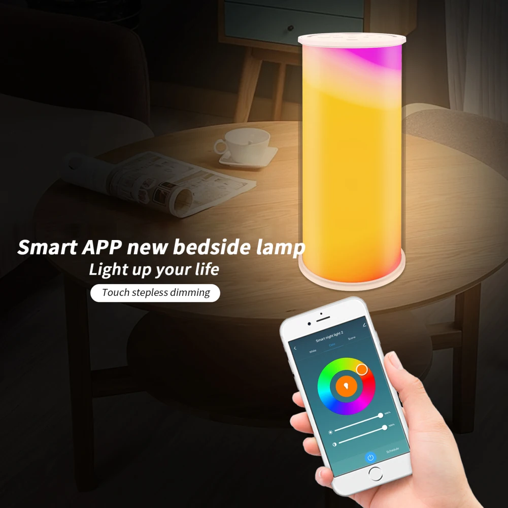 

RGB Table Lamp WIFI Music Sync Ambiance Color Changing Smart LED Lamp APP/Voice Control Dimmable Night Light For Room Decor