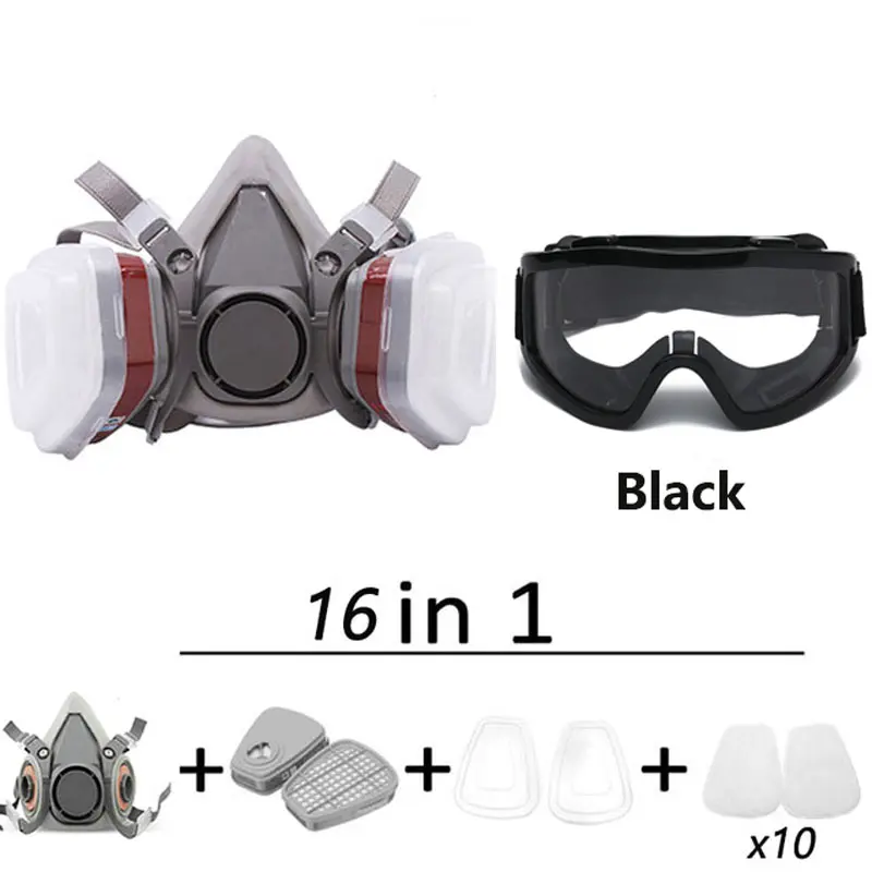 Industrial Half Face Respirator with Protective Fog-Proof Glasses for Painting and Spraying Tasks