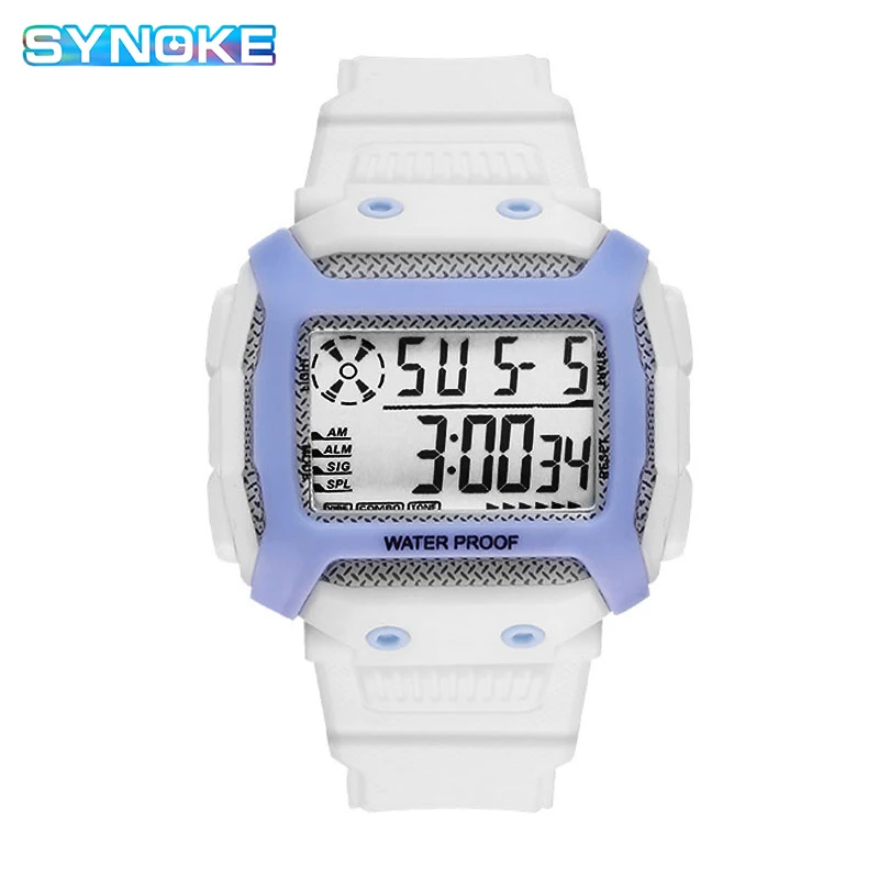 

SYNOKE Male Digital Watches Waterproof Hombre Mens Sports White Wristwatches Hand clocks Women Watch Reloj Masculino