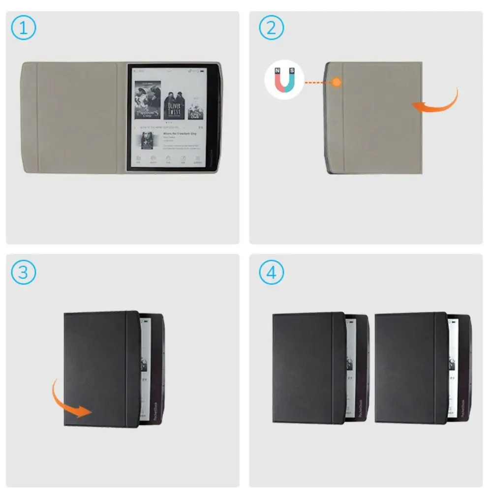 E-Reader Case 7 Inch Magnetic Protective Wear-resistant Leather Shockproof for Pocketbook Era 700 Auto Sleep/Wake