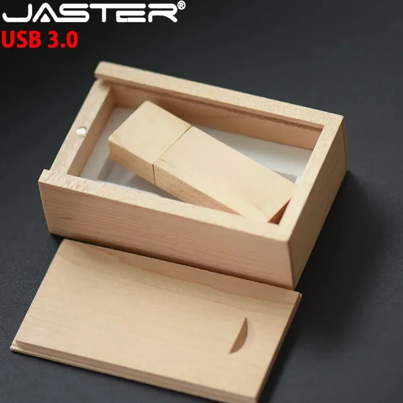JASTER USB 3.0 사진 나무 USB + 선물 상자, 고속 USB 플래시 드라이브, 나무 펜드라이브, 창의적인 결혼 선물, 16GB, 32GB, 64GB