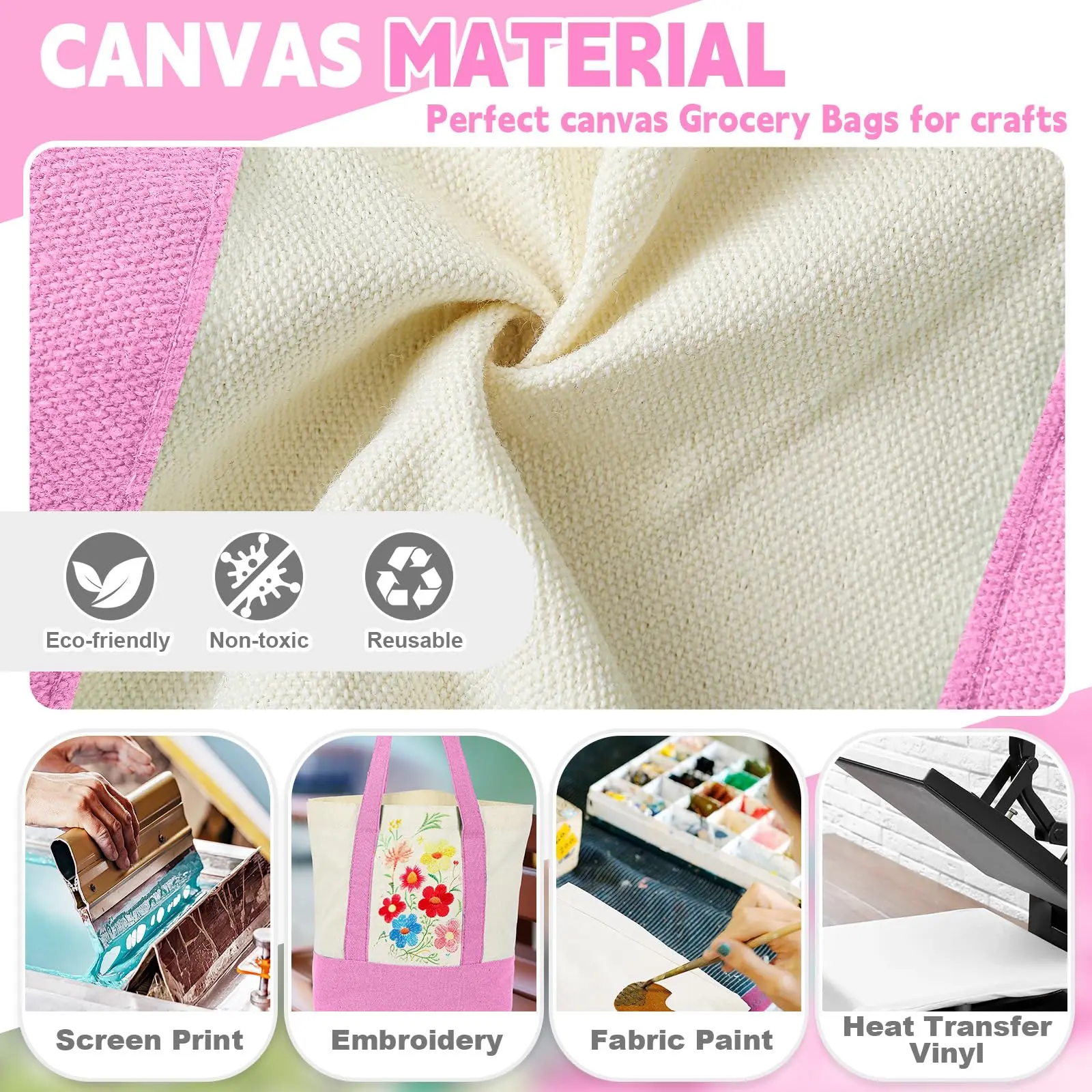 Versatile Canvas Tote Bag with External Pocket - Ideal for DIY Projects, Beach Outings, Weddings, and Daily Grocery Shopping