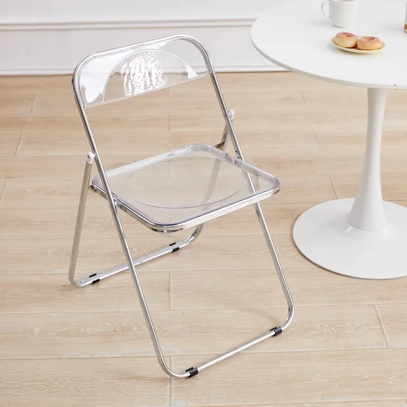 Folding Chair X&D Transparent Folding Chair Modern Simple Home Fashion Dining Chair Acrylic Clothing Store Milk Tea Shop Leisure Folding