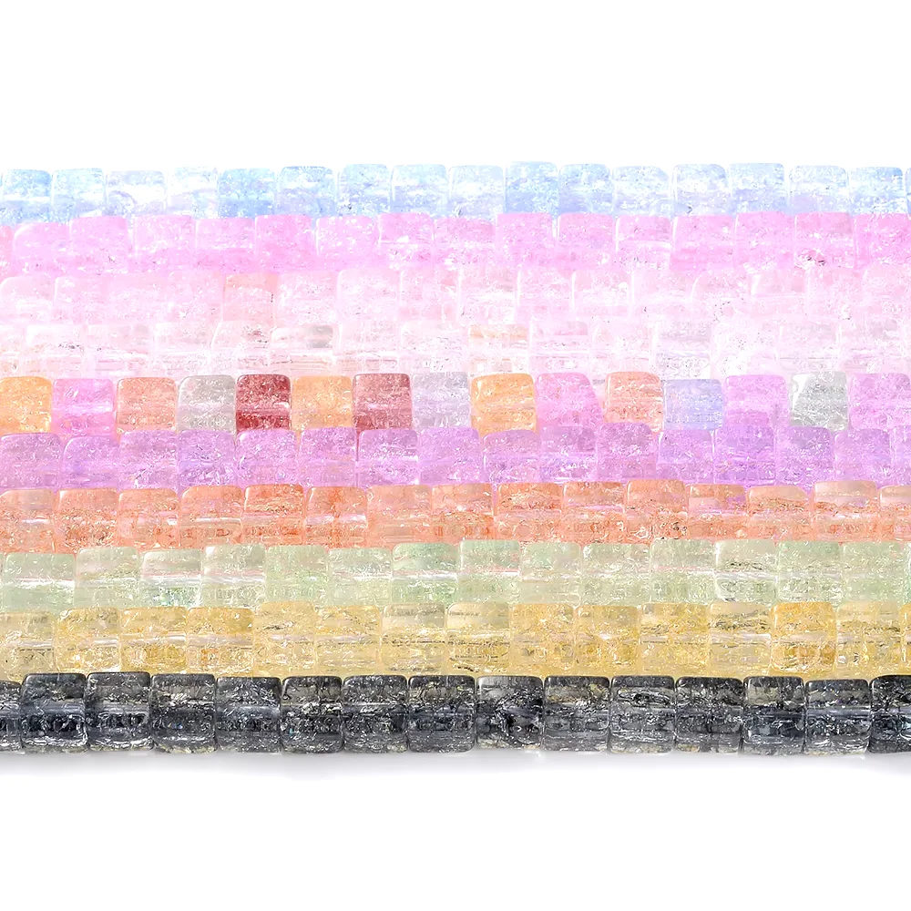 Natural Stone Square Beads Crack Crystals Gem Loose Spacer Cube Beads for Jewelry Making DIY Bracelet Necklace Accessories 6mm