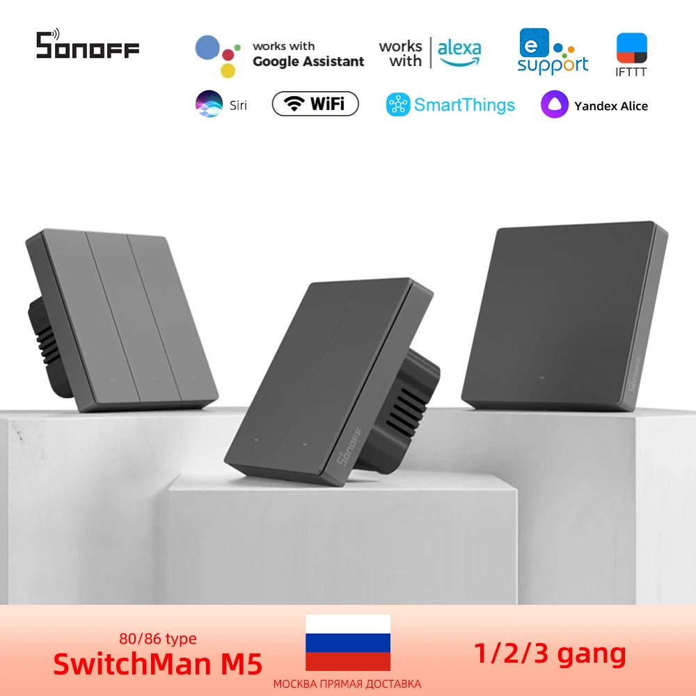 

SONOFF M5 SwitchMan Smart Wall Switch WiFi ESP32 Module Smart Push Button EU/US/UK Work With Alexa Smartthings Alice Ewelink