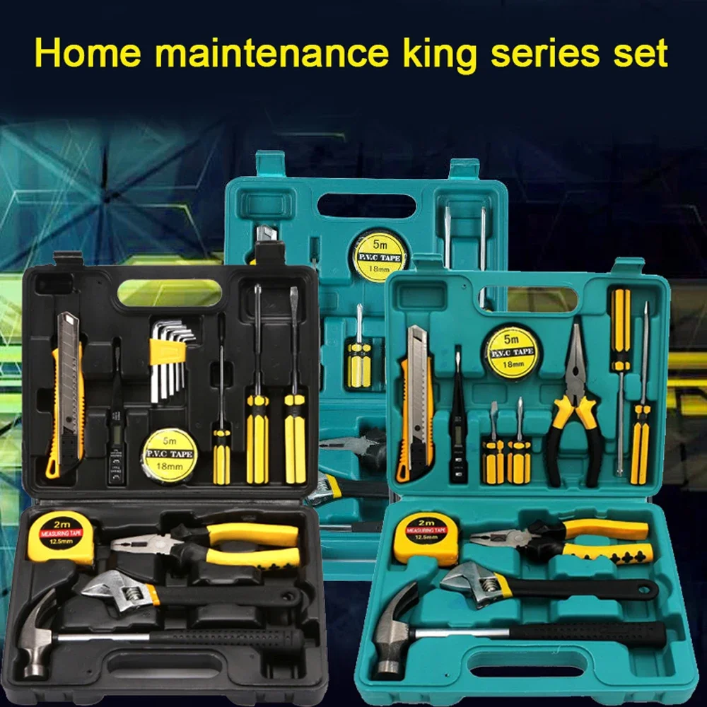 Tools Set General House hold Hand Tool Kit with Plastic Toolbox Storage Case Used to Car repair And home Repair