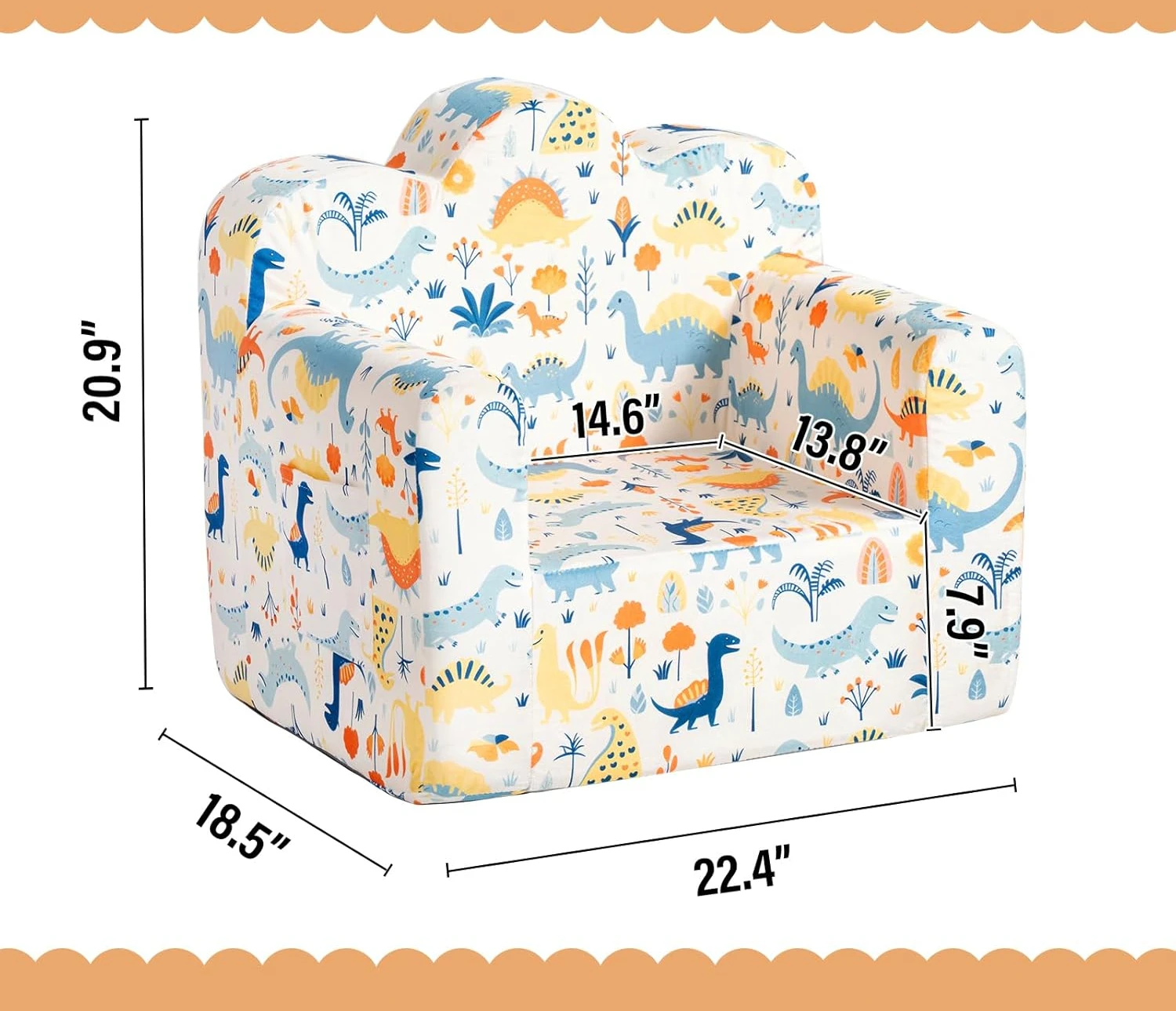 Cloud-Like Comfy Printed Kids Sofa Toddler Reading Chair with Washable Cover Carrying Handle 3