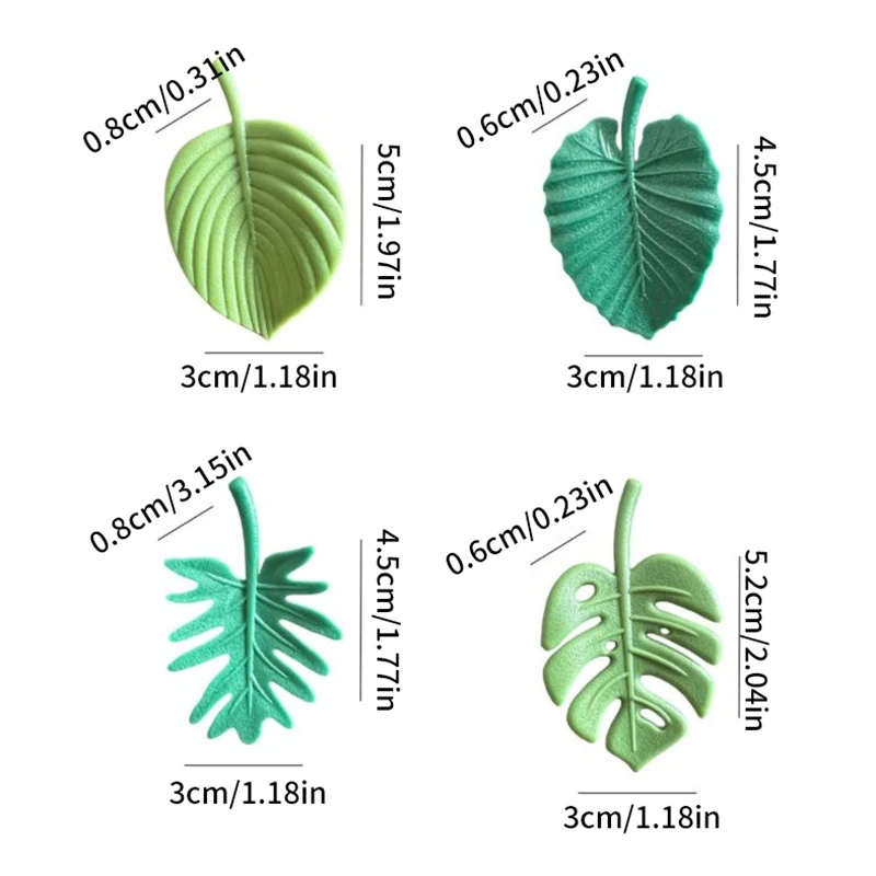 Fridge Magnets 4Pcs ABS Mini Waterproof Tropical Leaves