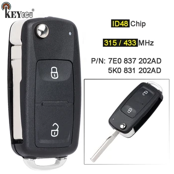 Keyforkess frequenza regolabile 315MHz/ 433MHz ID48 sostituzione Chip Flip Remote Key Fob per Volkswagen Amarok Transporter 2011-2016