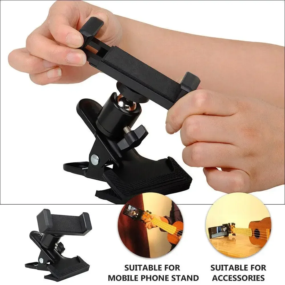 Guitar Phone Holder 1PC Guitar Phone Holder 360 &deg; Rotating Guitar Mobile Phone Stand Live Teaching Mobile Stand Accessories