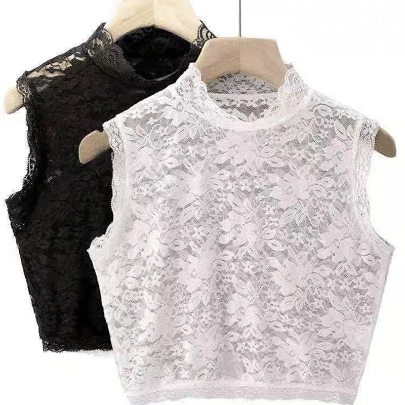 

Women Cotton Fake Collar White Lace Floral Women Detachable False Collar Blouse Removable Stand Collar Tie Sweater Decoration