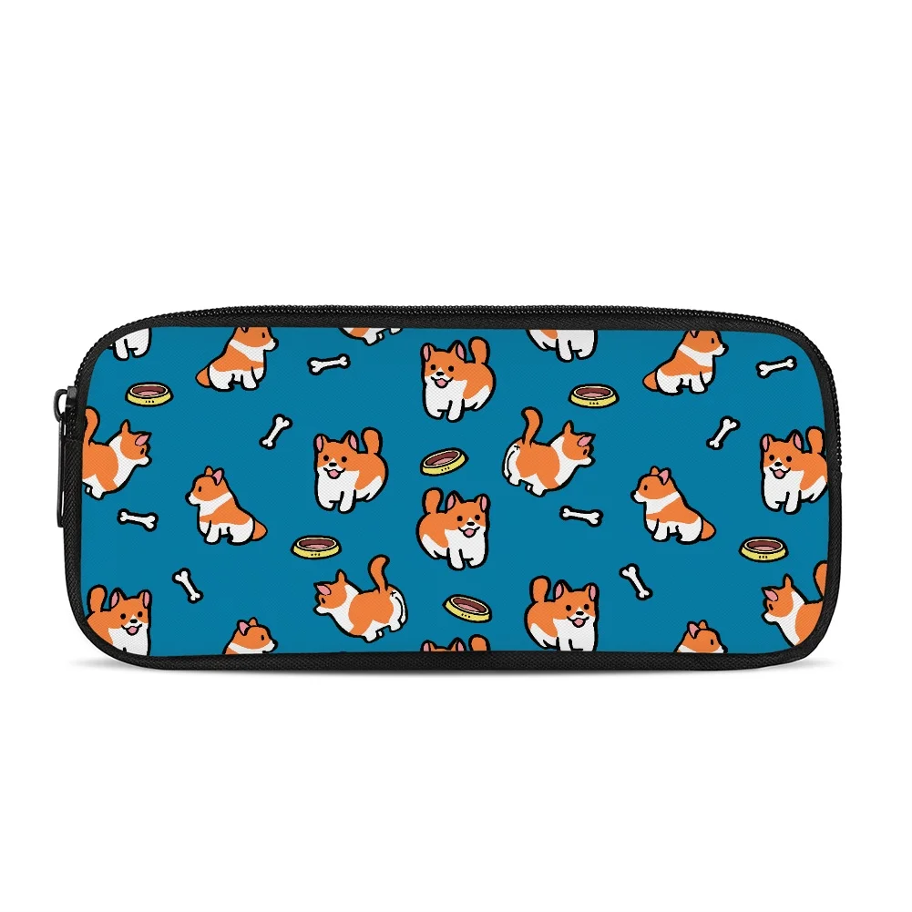 Cute Corgi  Pattern Pencil Pouch Custom Pencil Box Zipper Stationery Bag Birthday Gift Free Shipping
