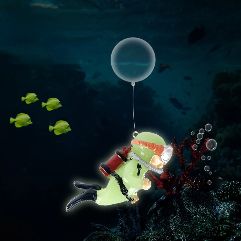 Aquarium Ornaments Blue Fat Man Aquarium Decoration Resin Floating Diver Fish Tank Ornaments