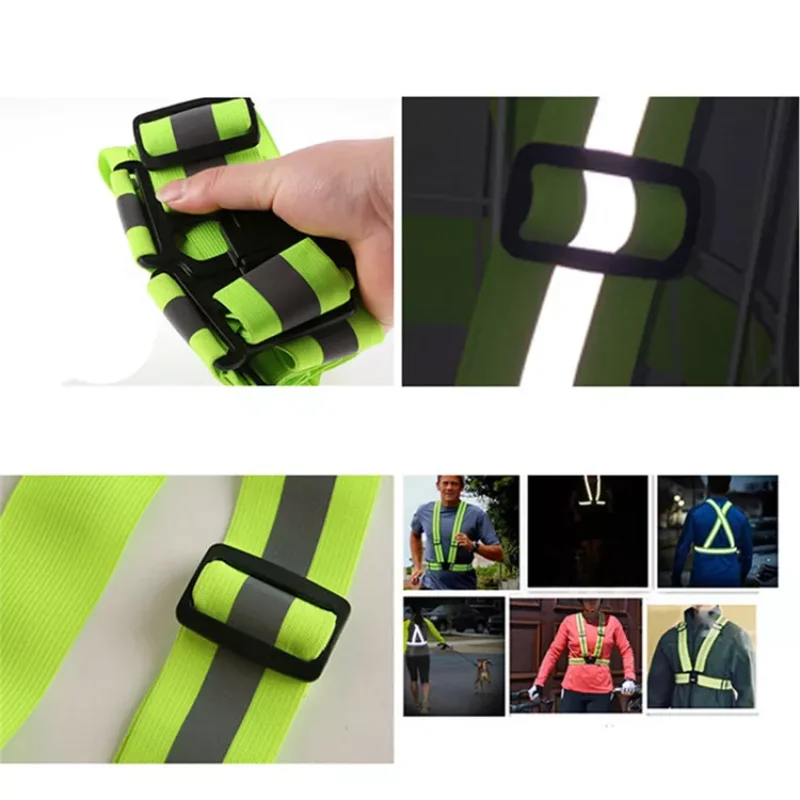 New Highlight Reflective Straps Night Running Riding Clothing Vest Adjustable Safety Vest Elastic Band For Adults and Children reflective tape reflective vest reflective waistbands wristbands