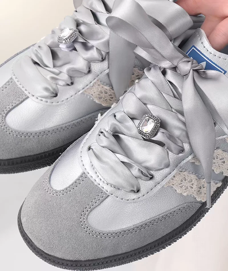 2 cm breite Seidensatin-Schnürsenkel für deutsche Trainingsschuhe, silbergrau, DIY Seidenband-Schnürsenkel für Sneaker, Freizeit- und Sportschuhe – Detail 13