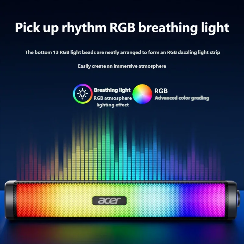 Acer RGB Bluetooth Stereo Soundbar with 3D Surround and USB Connectivity