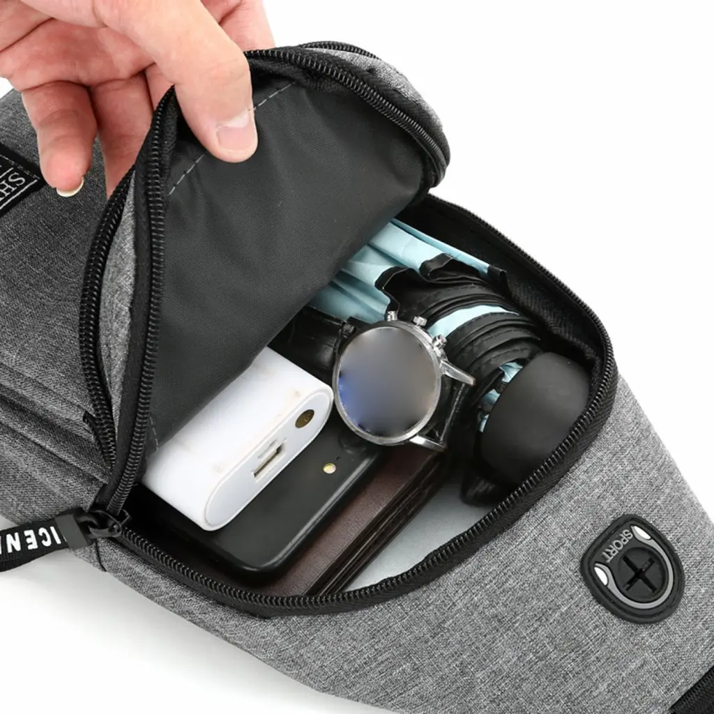 Men's Bag Solid Color Men's Chest Bag Outdoor Casual Fashionable Small Satchel Waterproof Shoulder