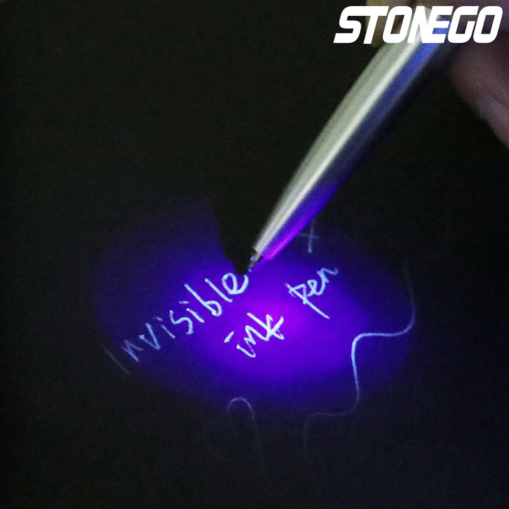 Invisible ink pen STONEGO Invisible Ink Pen Novelty Plastic Material Ballpoint Pens With Uv Light Magic Secret Ballpoint
