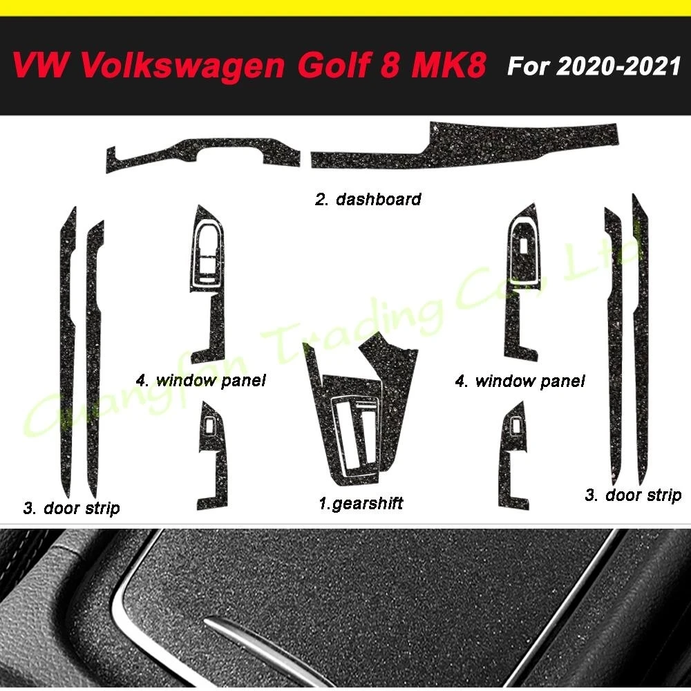 

Внутренняя отделка автомобиля из углеродного волокна для VW Volkswagen Golf 8 MK8 2020-21 3D/5D, наклейки для интерьера, декоративные детали, аксессуары
