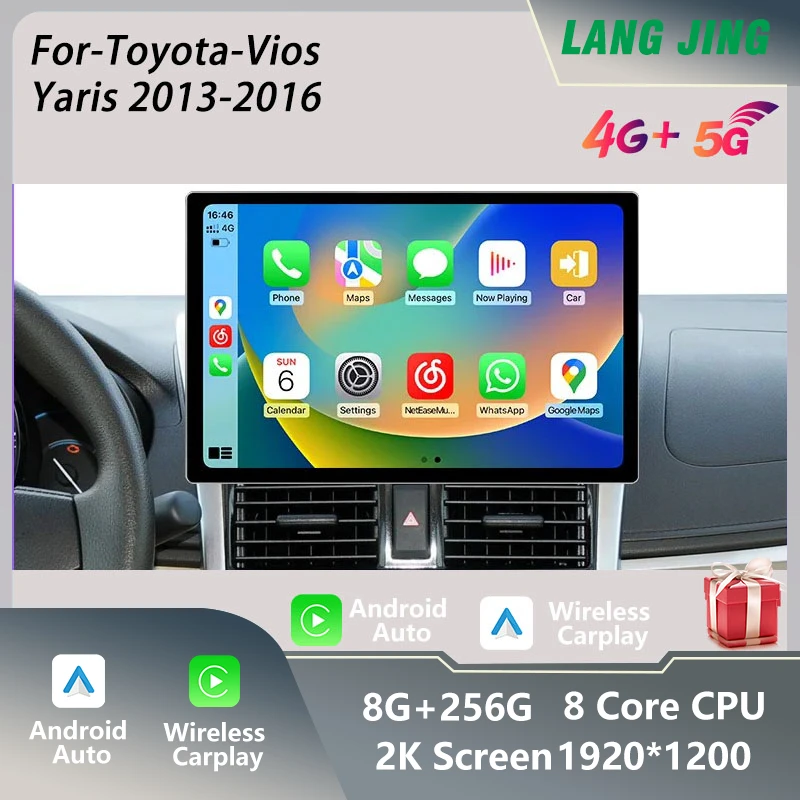 

Автомобильный мультимедийный плеер на Android для Toyota войсyaris 2013-2016 с 1,5-дюймовым Carradio с GPS-навигацией и экраном CarPlay
