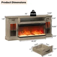 TV Stand for 80", Fireplace Entertainment Center with 40" Electric Fireplace with Drawers, TVs Stands 2