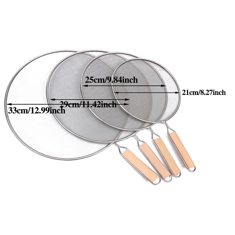 Splash Proof Oil Mesh Cover Frying Pan Splash Guard Fine Strainer Guard With Handle Household Stainless Steel Cooking Tools