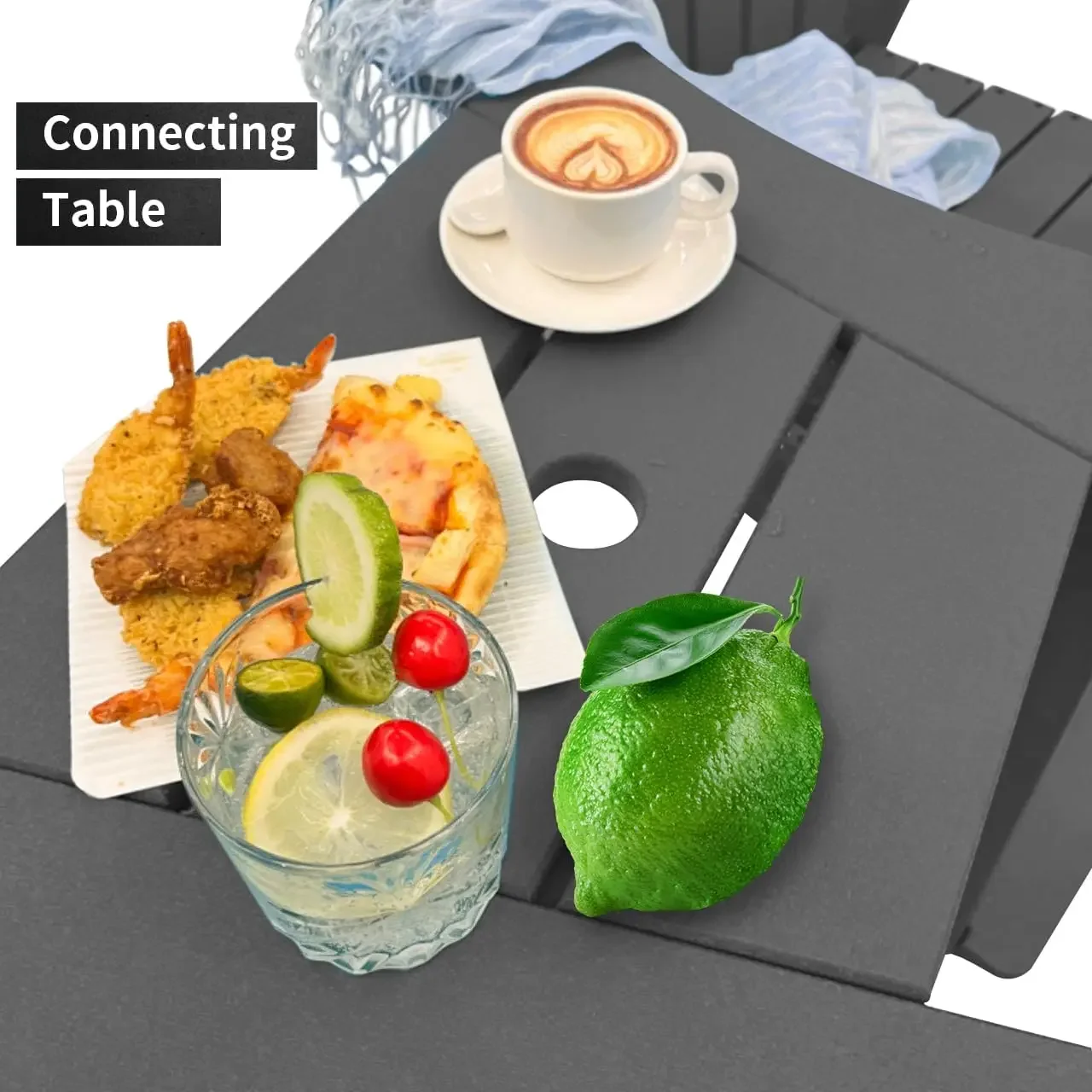 NEW-Poly Lumber Adirondack Chairs for Balcony Deck, hdpe Plastic Oversized Adirondack Chairs, 51.9''Tall - Grey