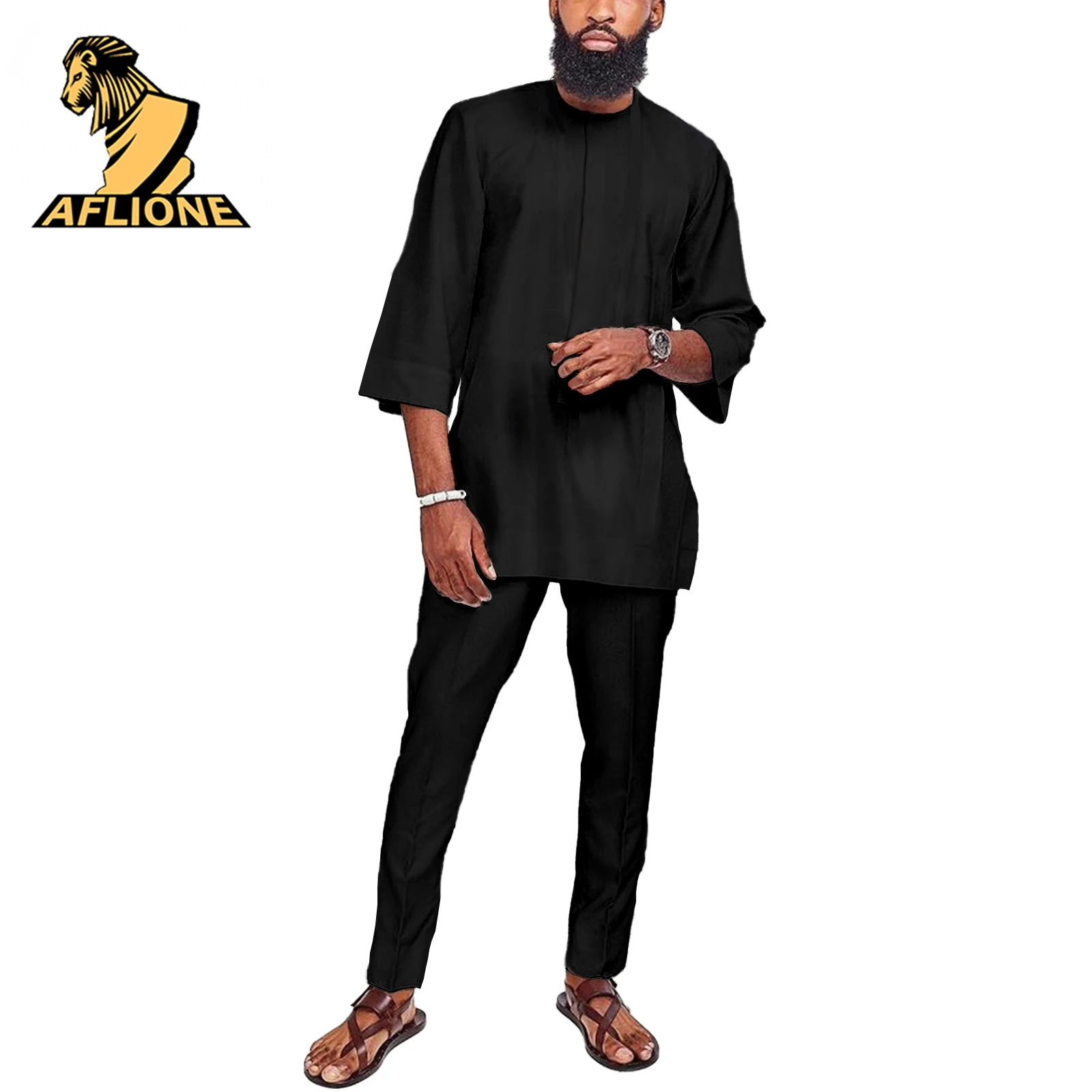 African Men Set Casual Shirt and Pant Two Piece Suit Dashiki Half Sleeve Ankara Tracksuit Bazin Riche Af2116072 bazin riche african clothes for men short sleeve single breasted print tops and pants 2 piece set tribal tracksuit a2216158