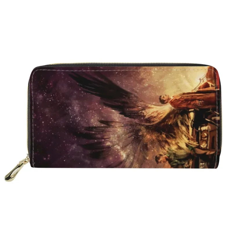 2023 New Fashion Supernatural Print  Leather Wallets For Women Leather Female Credit Card Holders Zipper Clutch Hand Bag Purse