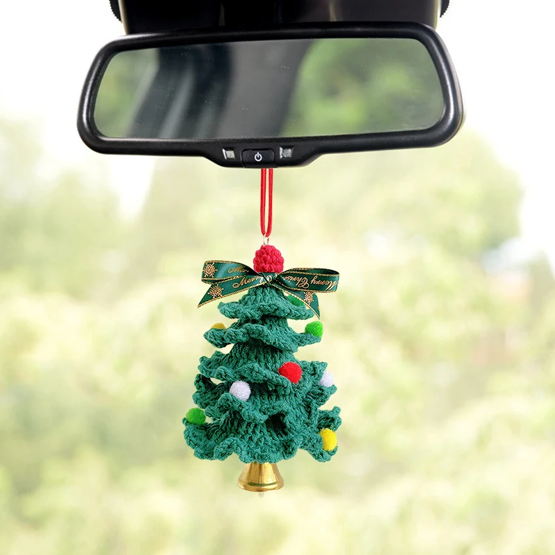 

Creative Christmas Pendant Hand Woven Decoration Santa Claus Xmas Tree Car Rearview Mirror Ornament Party Home Indoor Decor Gift