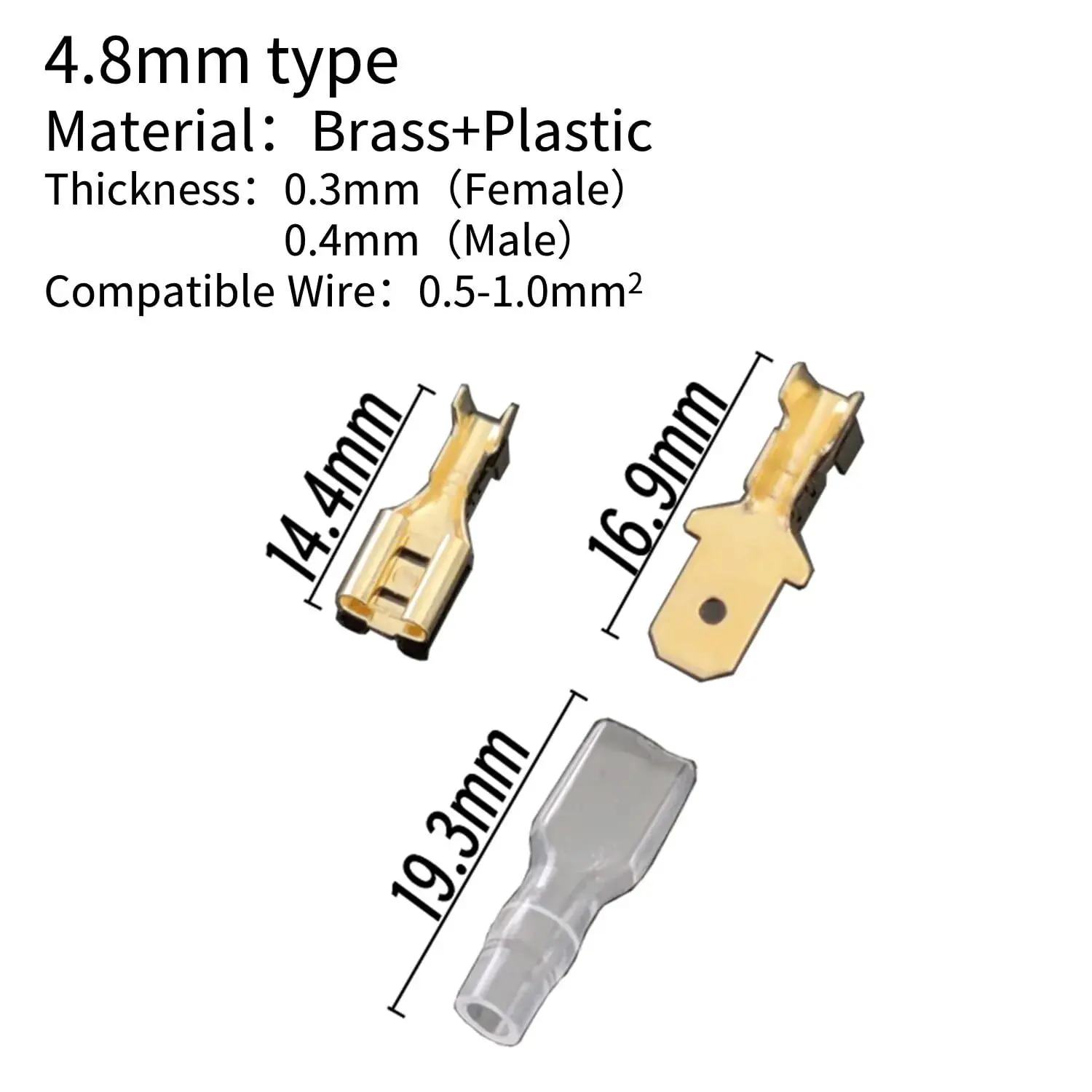 Wire Connectors 270pcs 2.8/4.8/6.3mm Insulated Male Female Wire Connector Brass Crimp Terminal Assorted Kit