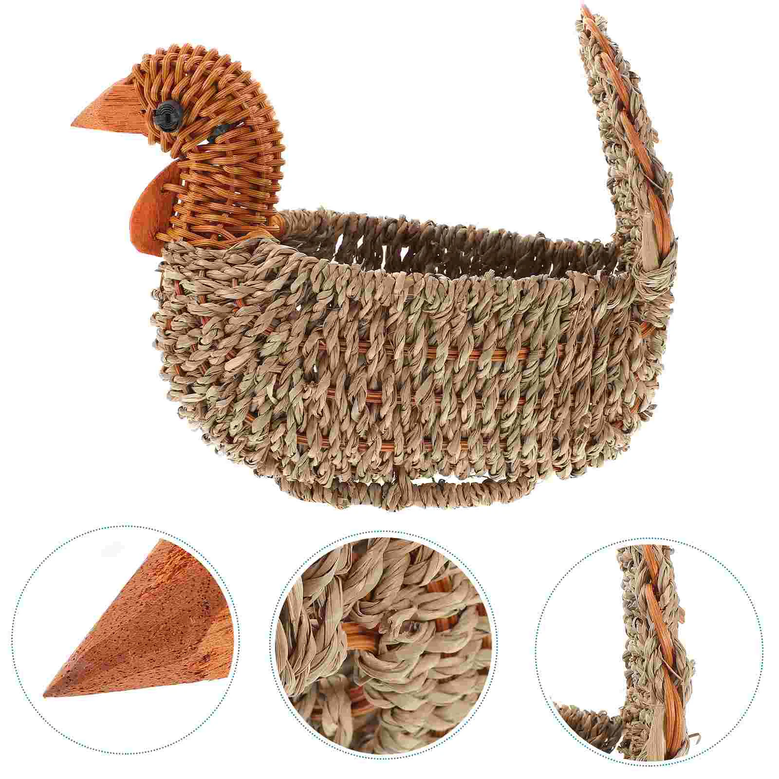 

Hand Woven Snack Basket Pattern Sundries Small Items Sweets Snack Storage Basket Tray Desktop Decorative Ornament for Home