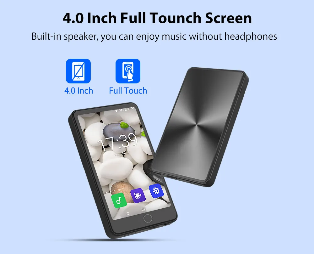 Android MP4 Player 4.0inch Touch with Bluetooth and WiFi MP3 Music Players Supports Hebrew
