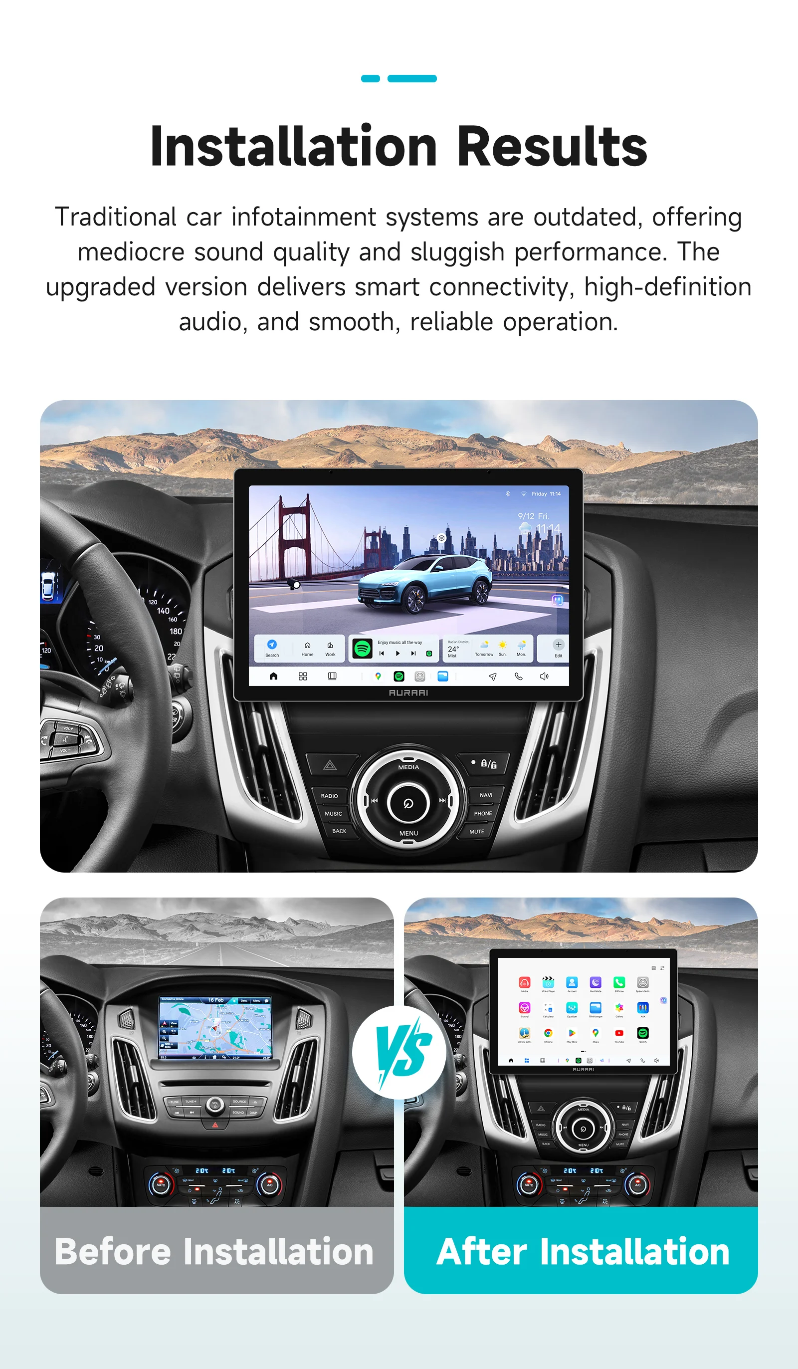 AURAAI Android Autoradio für Ford Focus 3 Mk3 2011–2017 Auto-Player ADAS 360 Kamera CarPlay Audio 2K Bildschirm 7870 Auto Multimedia – Detail 3