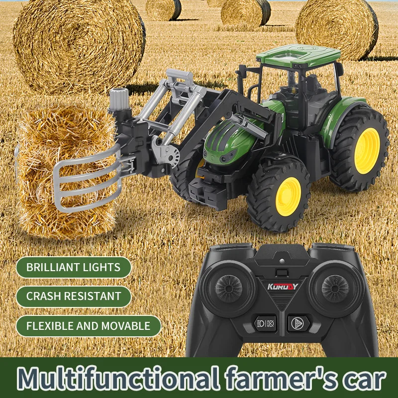 RC Farm Tractors Car 1/24 Radio Controlled Cars and Trucks 2.4G with Light Simulated Engineering Truck Model Toys for Children 4