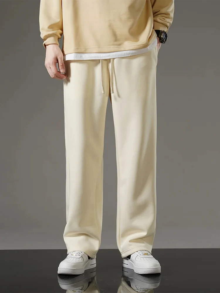 Spring Autumn Men Sweatpants Casual Pants Fashion Sportswear Drawstring Wide Leg Straight Track Pants Casual Loose Trousers