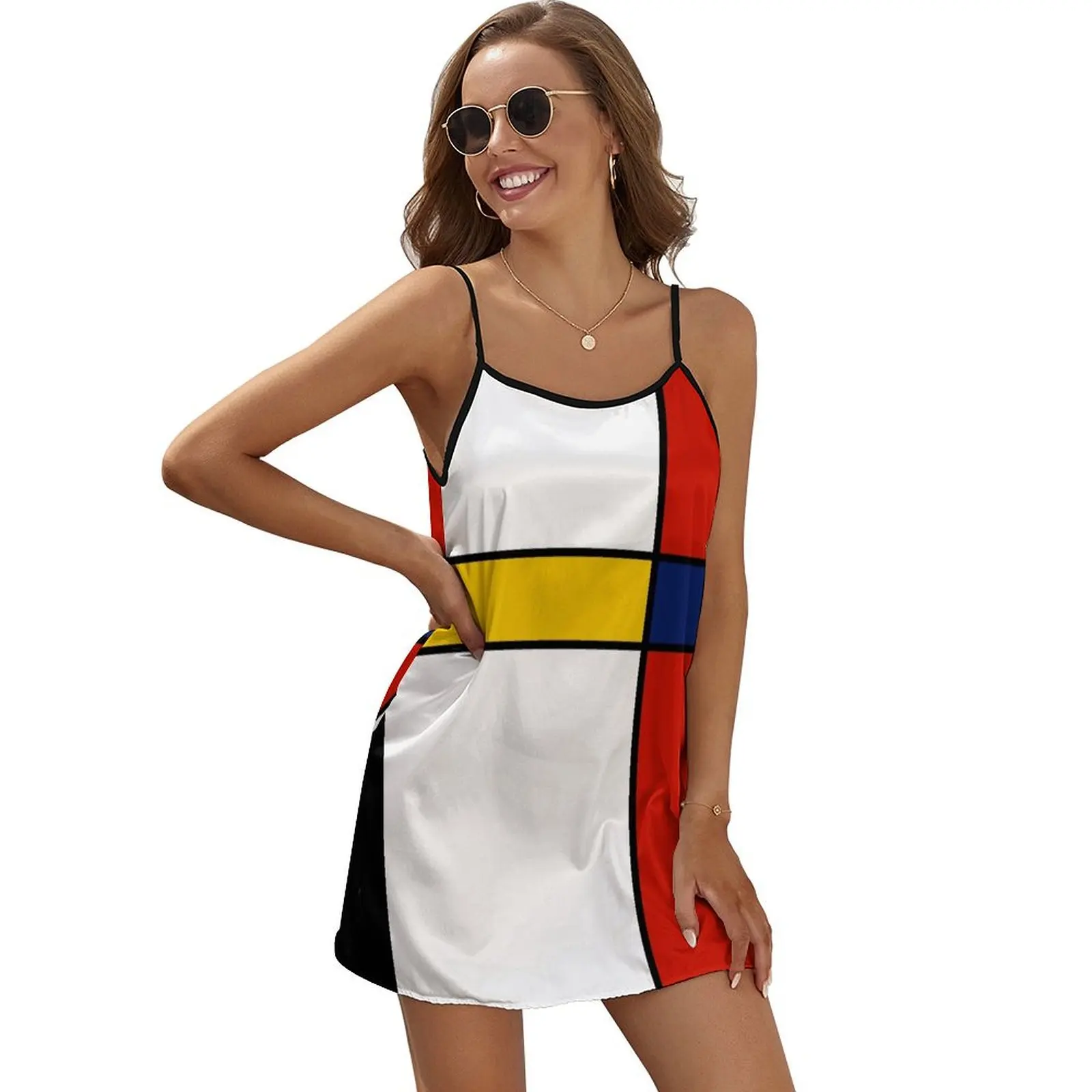 

Mondrian Style Abstract Art Sleeveless Dress long sleeve dresses Summer skirt Women's summer dresses summer dress women 2024