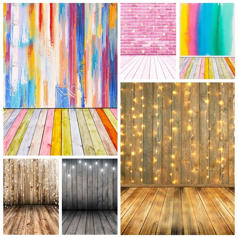 

Colorful Wooden Wall Photography Backdrops Graffiti Vintage Brick Wall Portrait Photo Backgrounds Photophone Photo Props