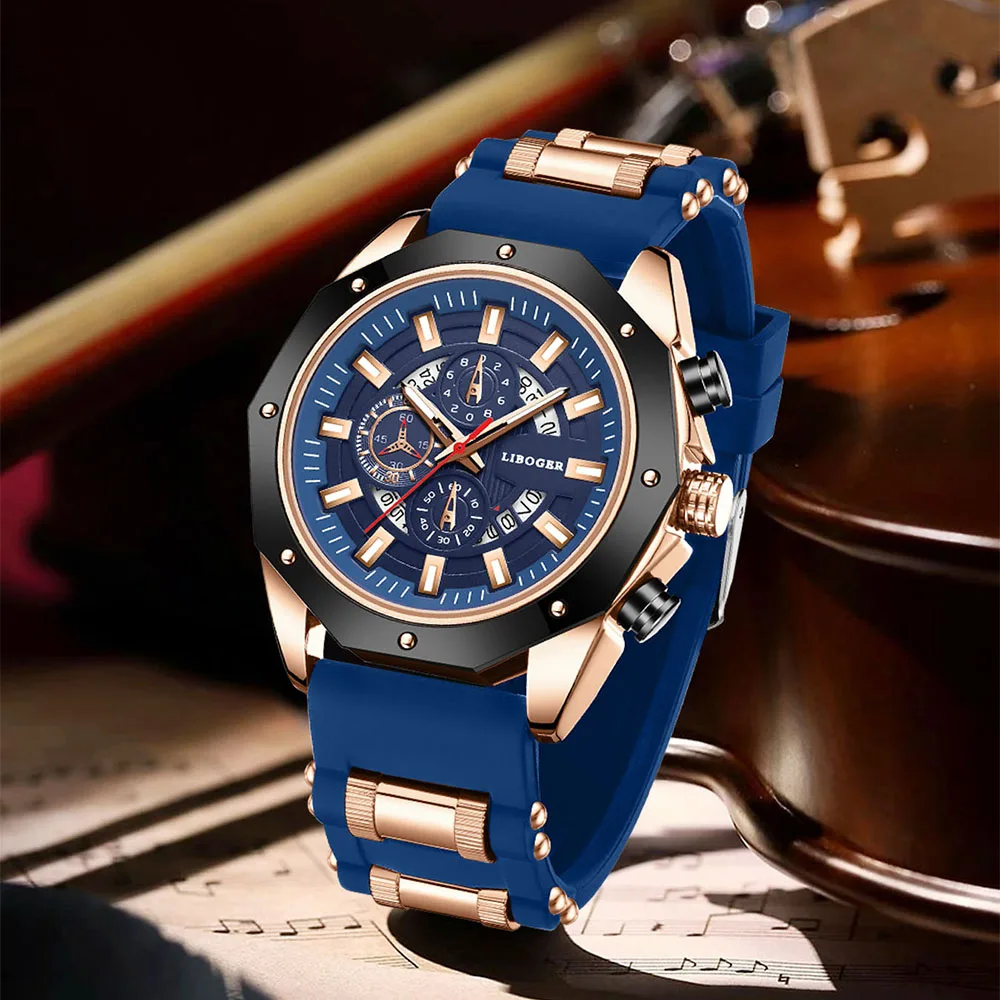 2PCS Men's Watch Set Business Fashion Classic Three Eye Quartz Watch Set Suitable for Business Event Clothing Matching 4