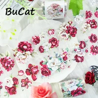 2m/Roll Laser Red Flower PET Washi Tape Pretty Flower Transparent Roll Stickers Decorative Tape For Scrapbooking Journaling 1