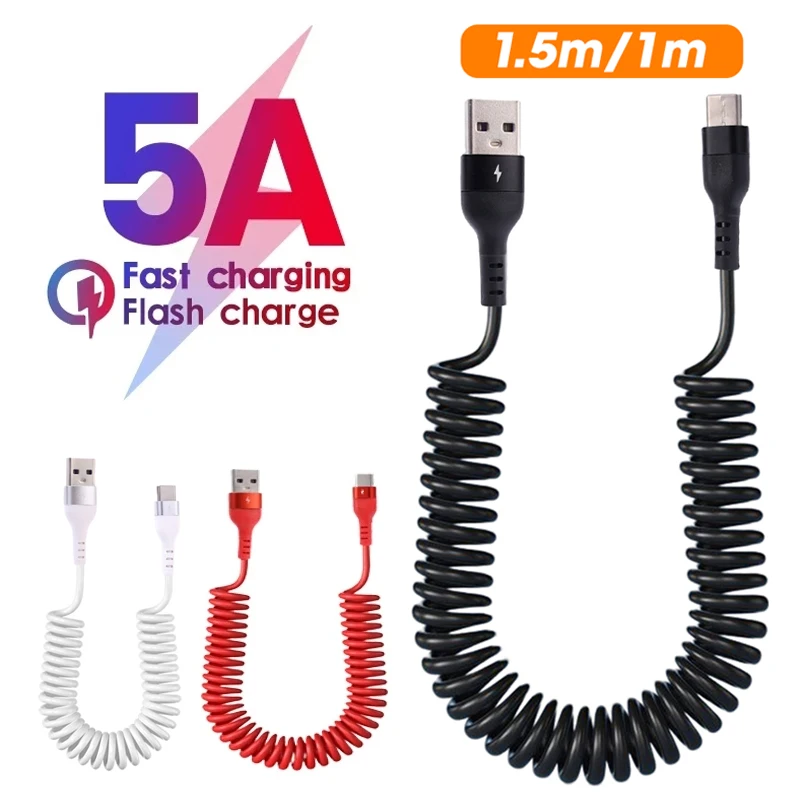 Cavo Dati Usb Tipo C 5A Cavo Di Ricarica Rapida Micro Usb Pull Per Samsung Huawei Xiaomi Cavo Usb C Cavo Dati Cavo Usb Per Auto